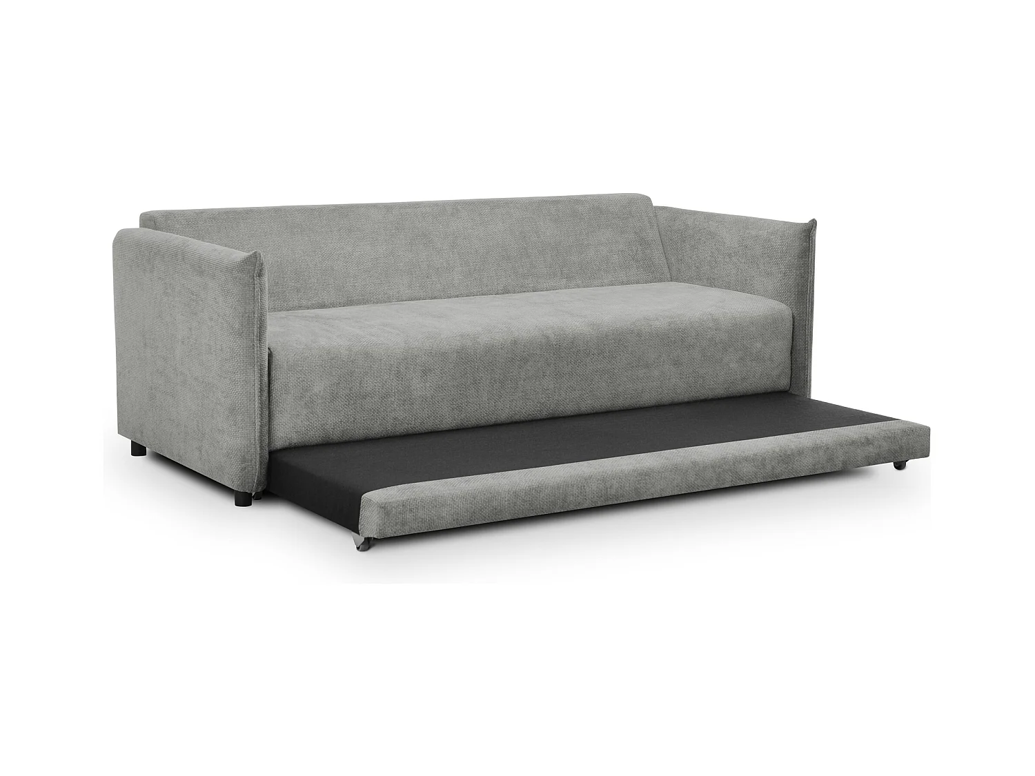 Canapé 3 places convertible en tissu chenille - gris clair - PIKO