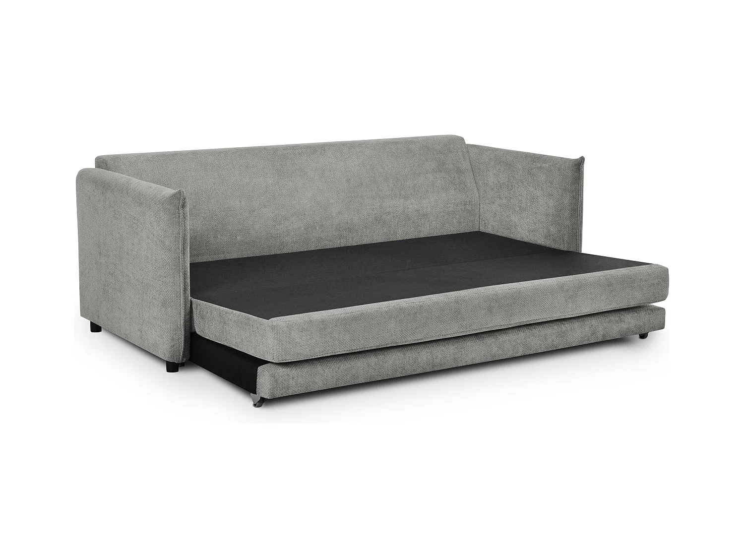 Canapé 3 places convertible en tissu chenille - gris clair - PIKO