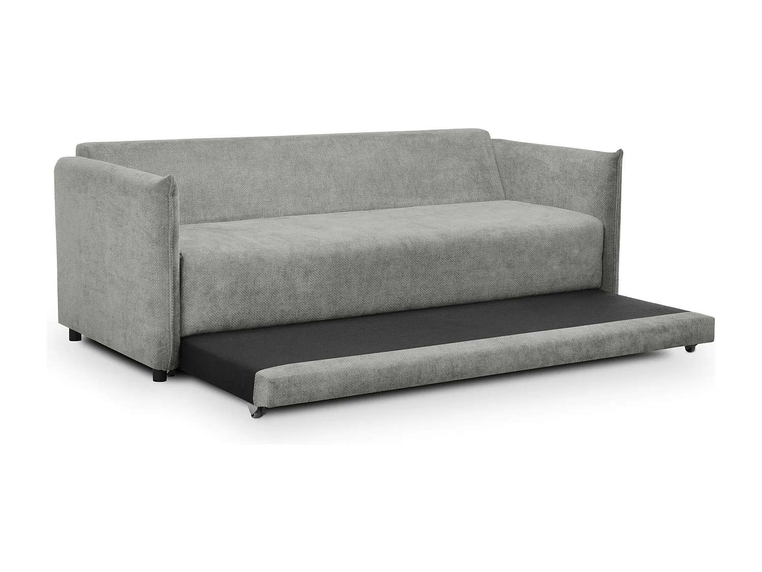 Canapé 3 places convertible en tissu chenille - gris clair - PIKO