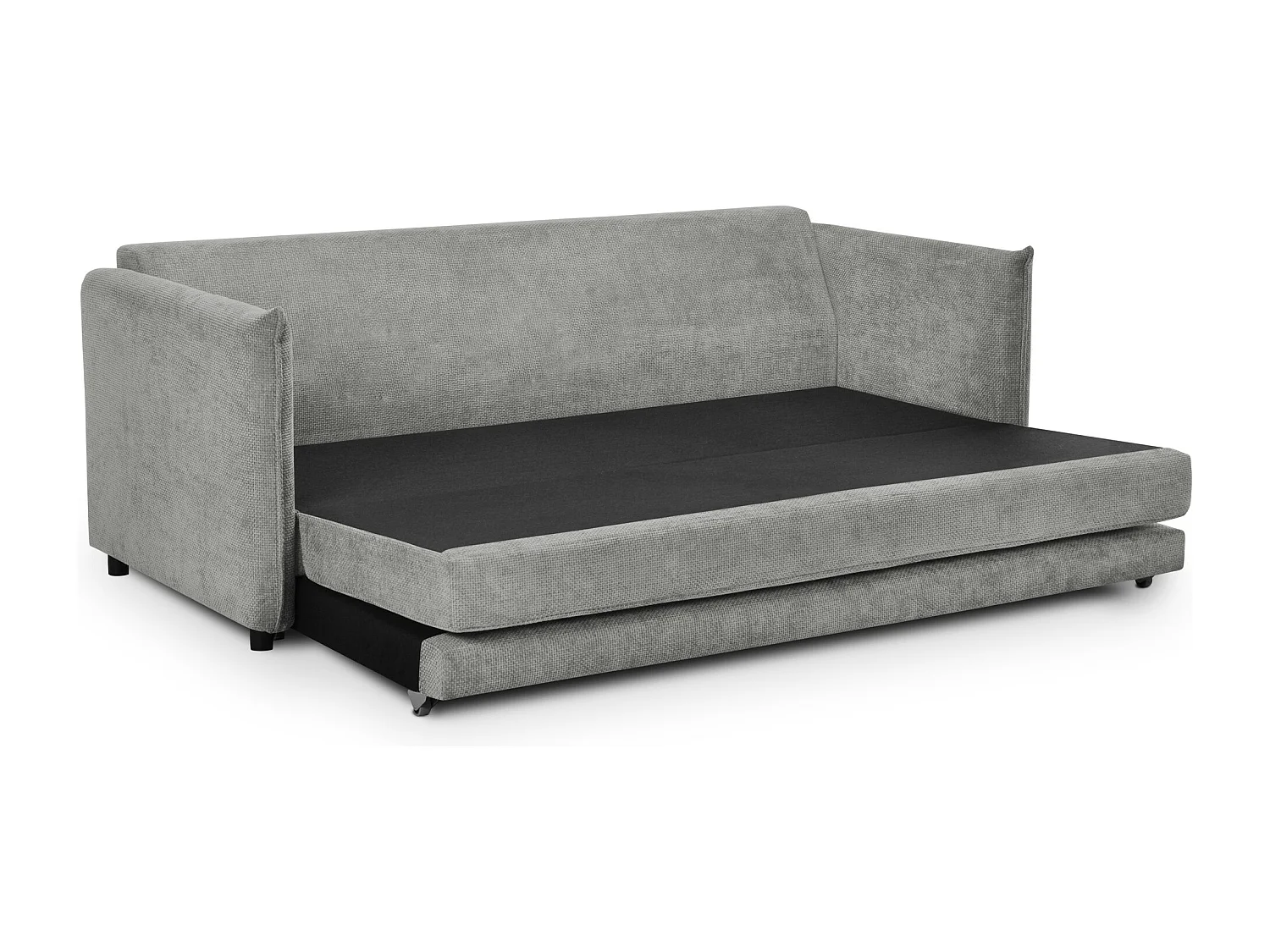 Canapé 3 places convertible en tissu chenille - gris clair - PIKO