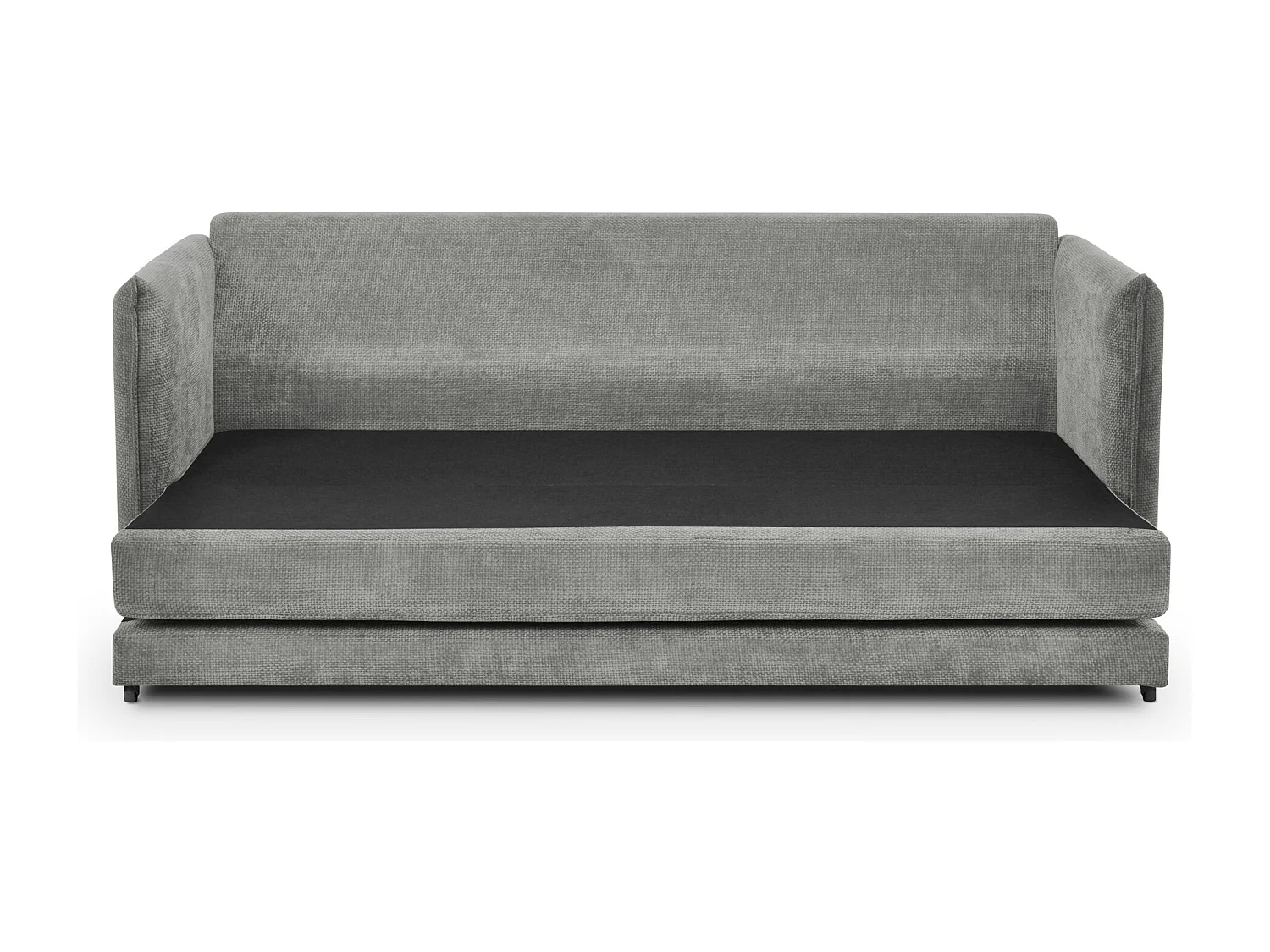 Canapé 3 places convertible en tissu chenille - gris clair - PIKO