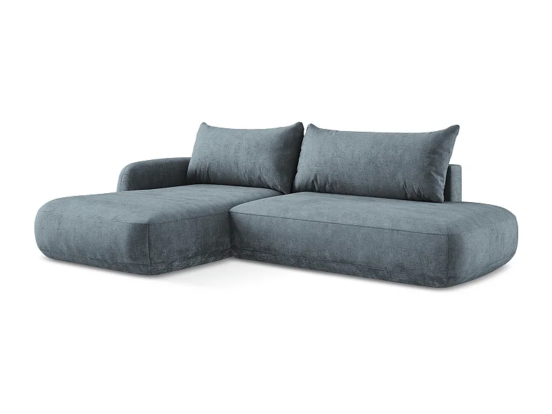 Canapé d’angle 3 places gauche convertible en tissu chenille - jeans - HALE