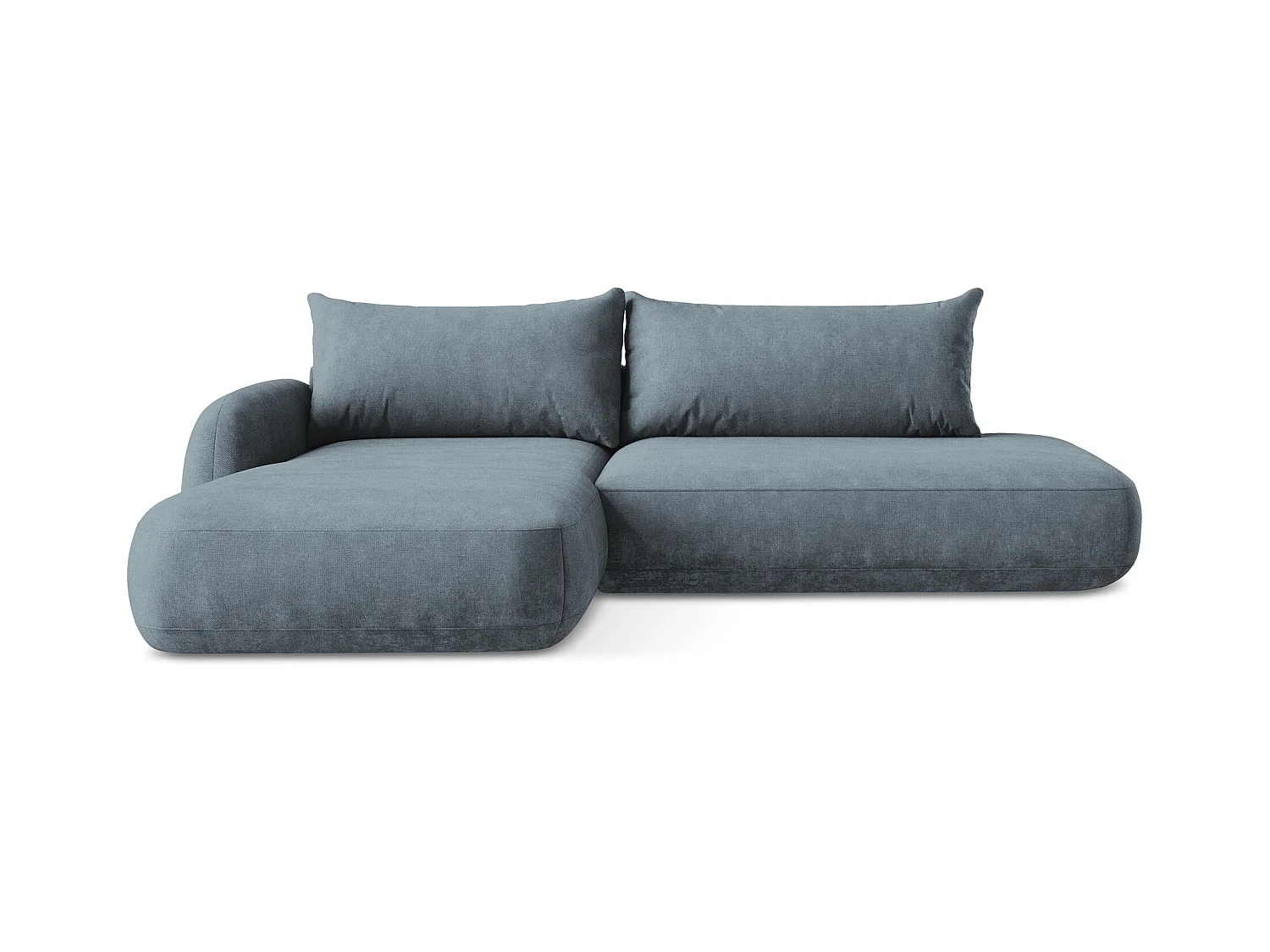 Canapé d’angle 3 places gauche convertible en tissu chenille - jeans - HALE