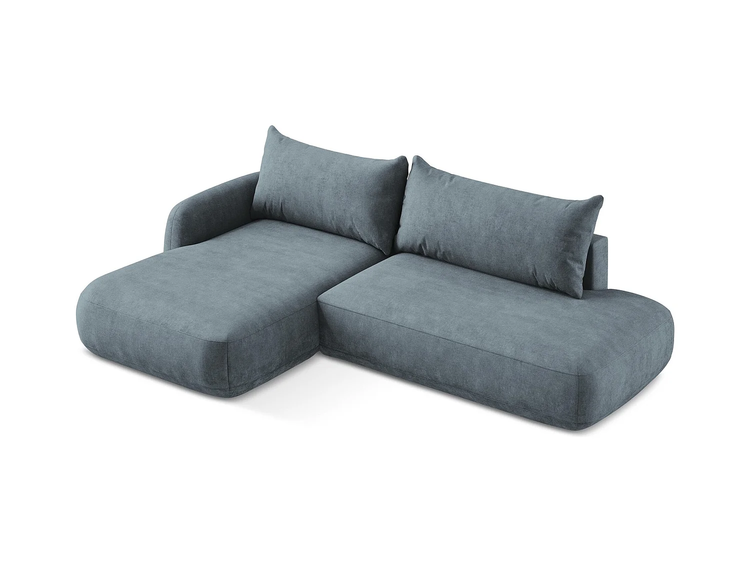 Canapé d’angle 3 places gauche convertible en tissu chenille - jeans - HALE