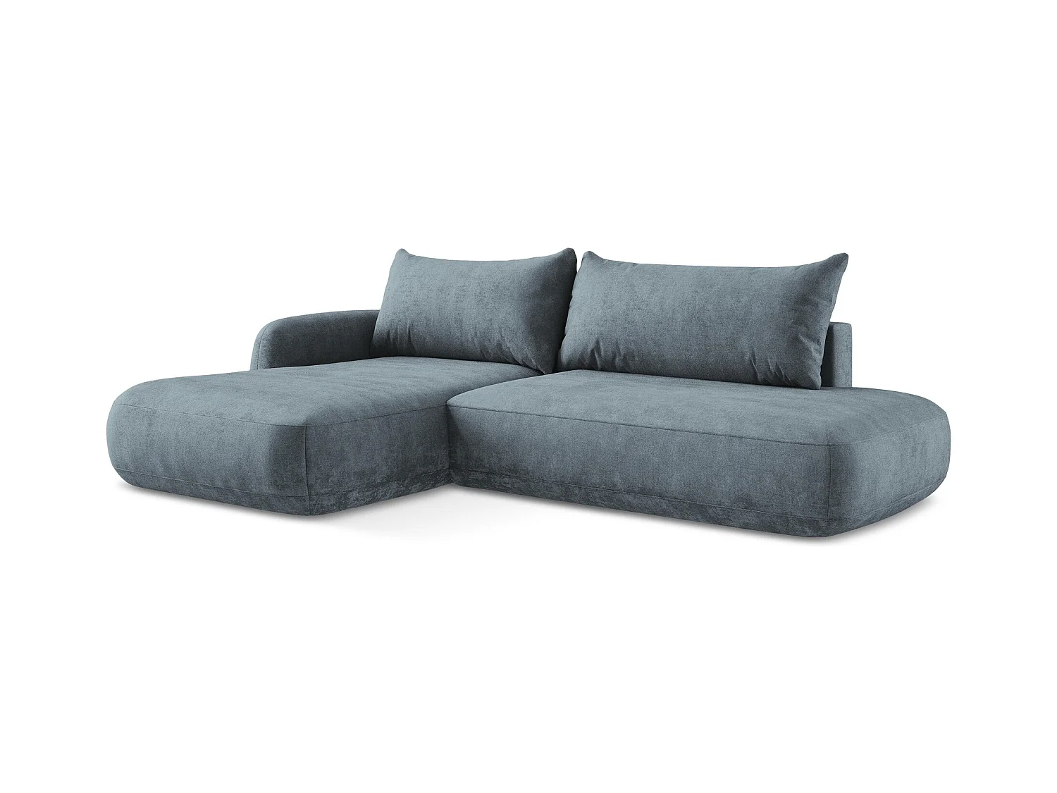 Canapé d’angle 3 places gauche convertible en tissu chenille - jeans - HALE