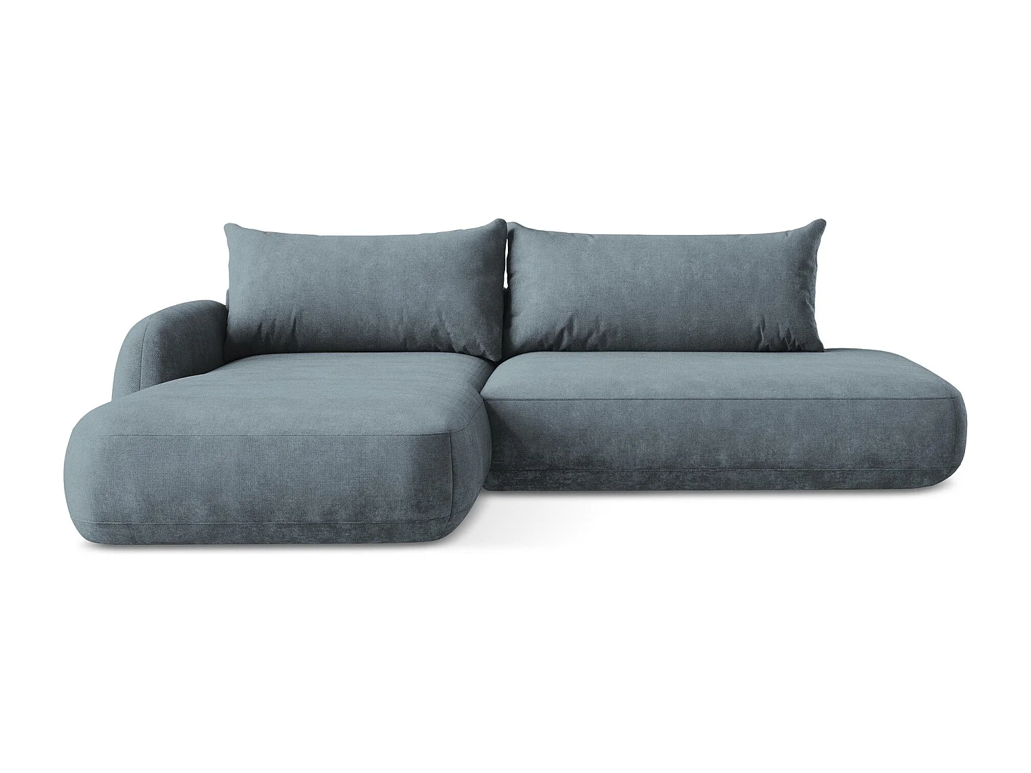 Canapé d’angle 3 places gauche convertible en tissu chenille - jeans - HALE