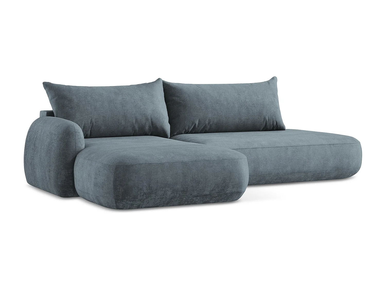 Canapé d’angle 3 places gauche convertible en tissu chenille - jeans - HALE