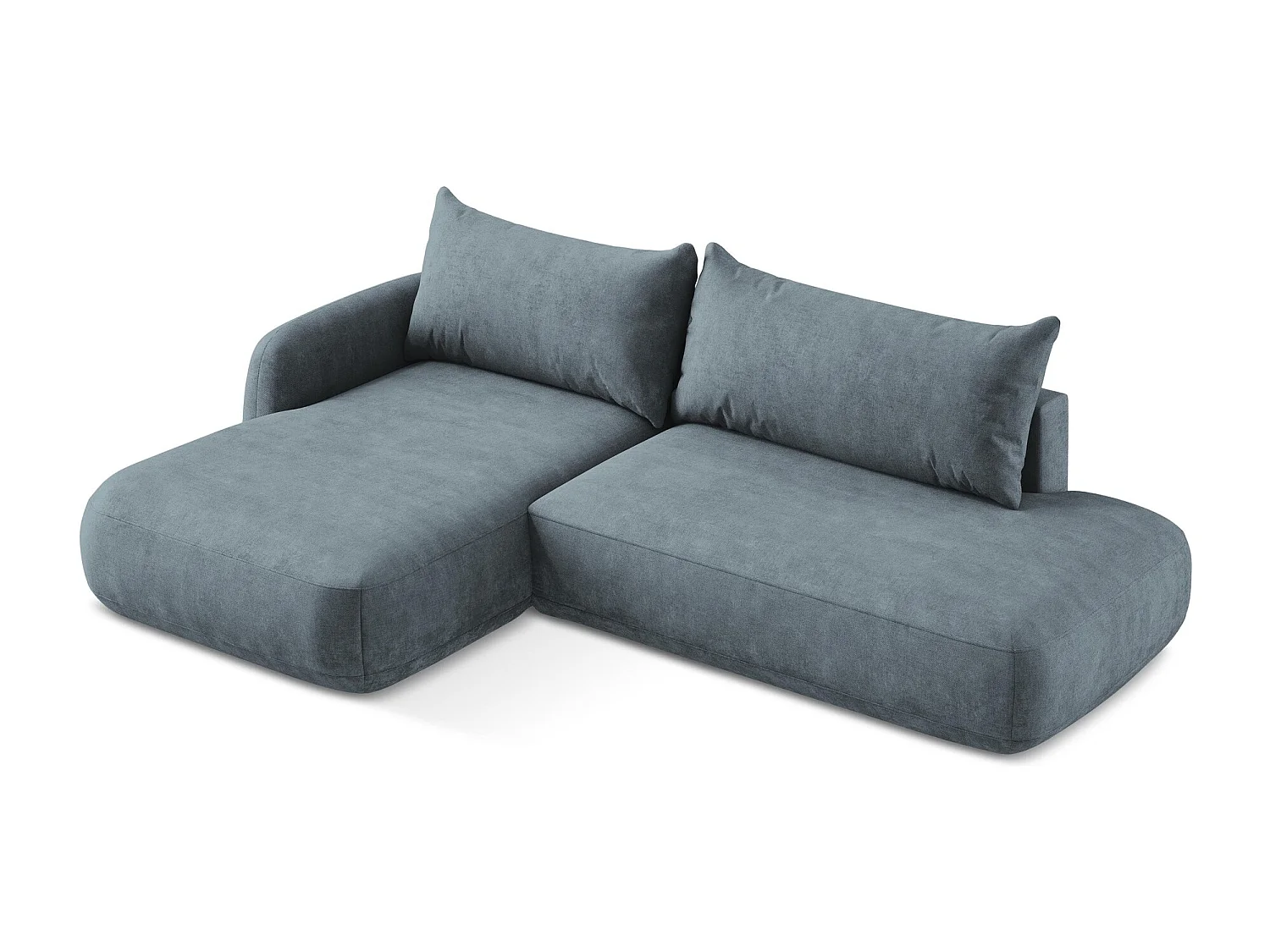 Canapé d’angle 3 places gauche convertible en tissu chenille - jeans - HALE