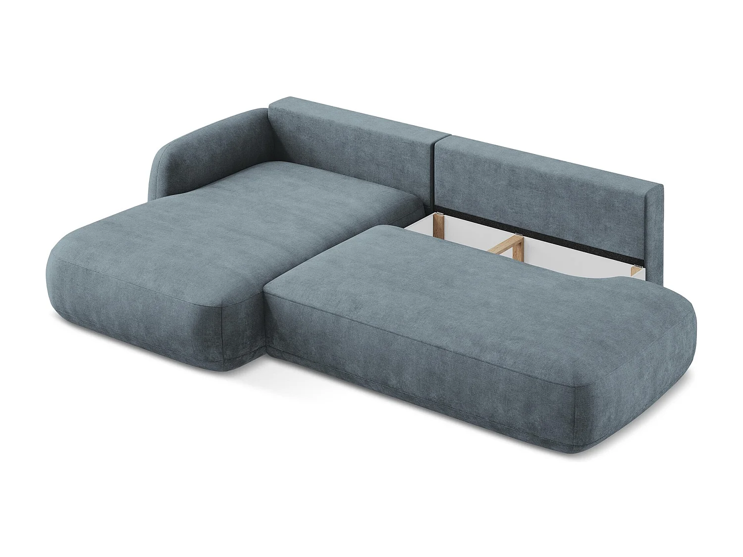 Canapé d’angle 3 places gauche convertible en tissu chenille - jeans - HALE