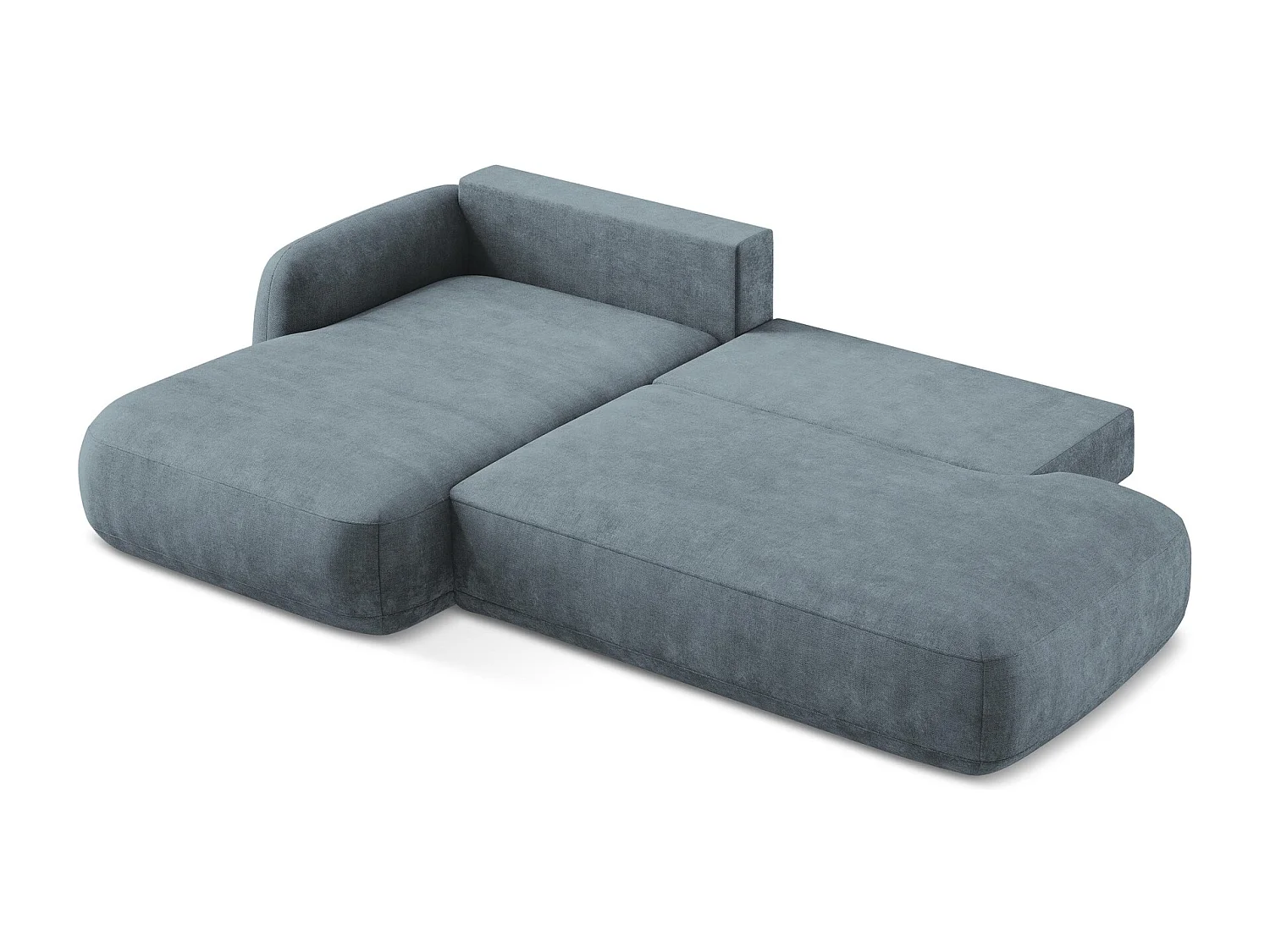 Canapé d’angle 3 places gauche convertible en tissu chenille - jeans - HALE