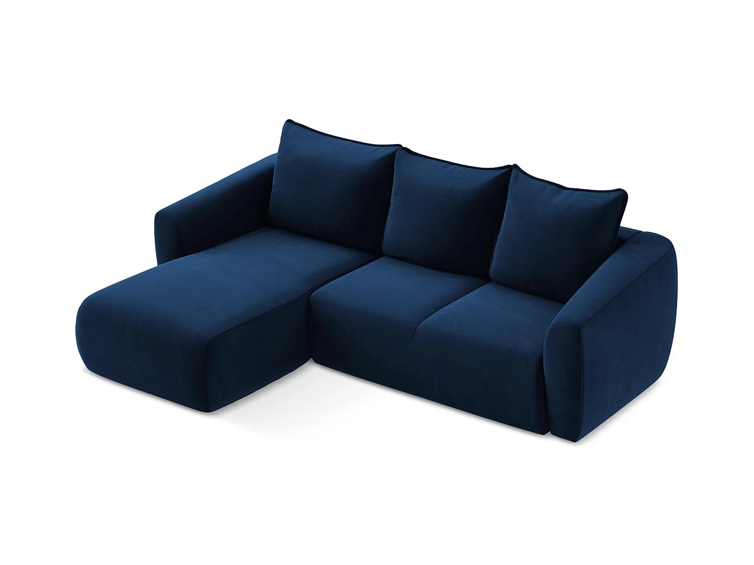 Canapé d’angle 3 places gauche convertible en velours - bleu royal - GUAVA