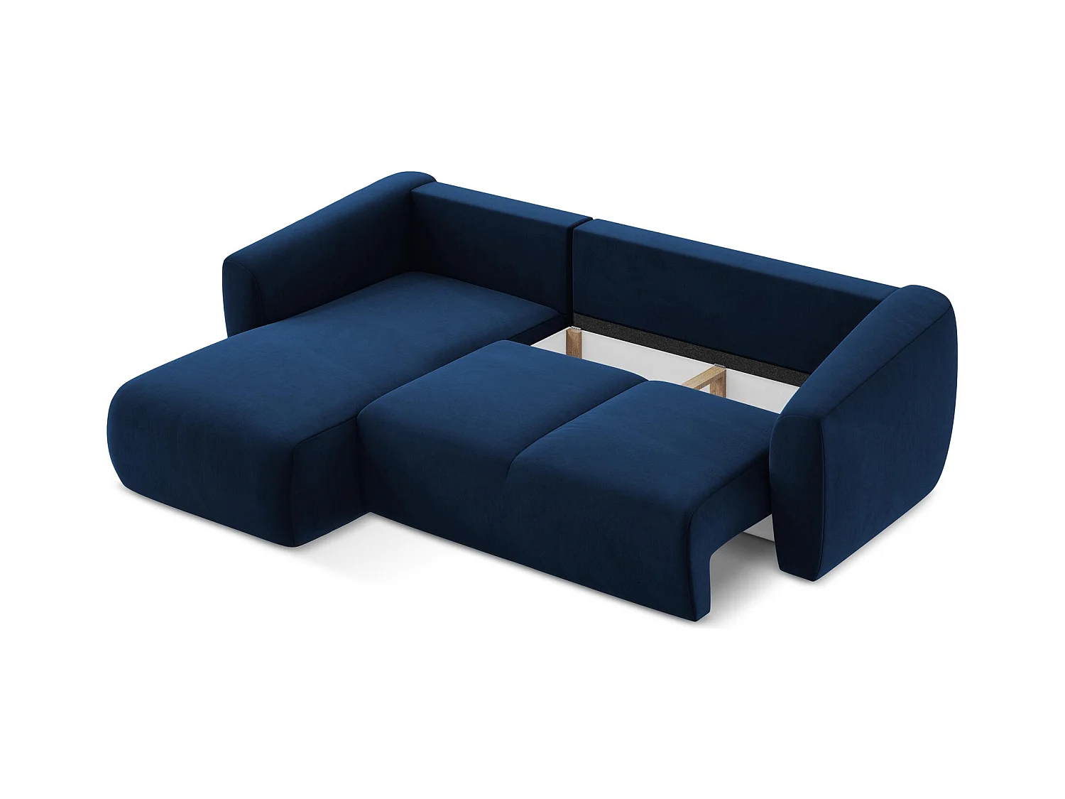 Canapé d’angle 3 places gauche convertible en velours - bleu royal - GUAVA