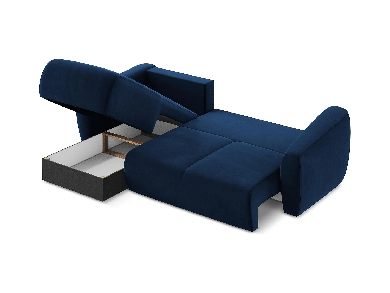 Canapé d’angle 3 places gauche convertible en velours - bleu royal - GUAVA