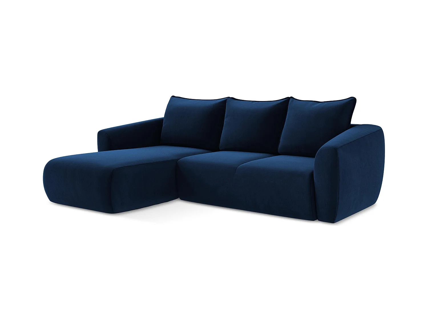 3-Sitzer Ecksofa mit Schlaffunktion - Ecke Links - Samt - Königsblau - GUAVA