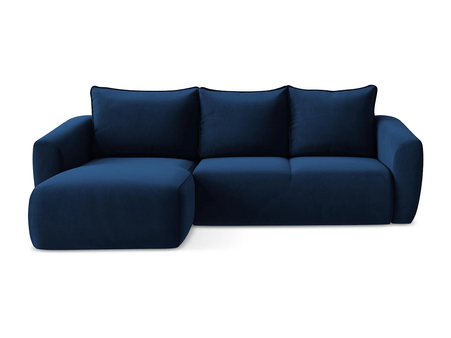 Canapé d’angle 3 places gauche convertible en velours - bleu royal - GUAVA