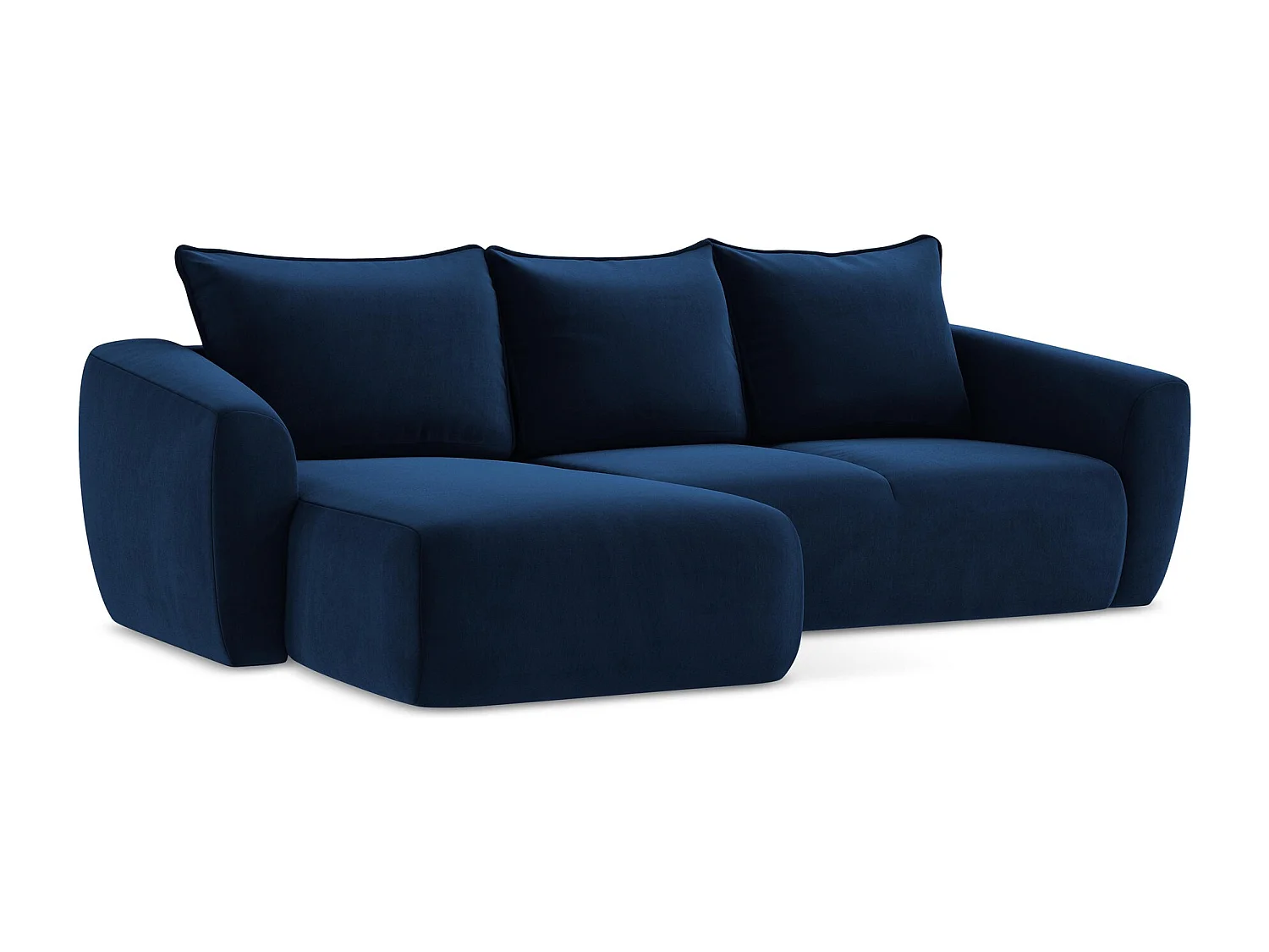 Canapé d’angle 3 places gauche convertible en velours - bleu royal - GUAVA