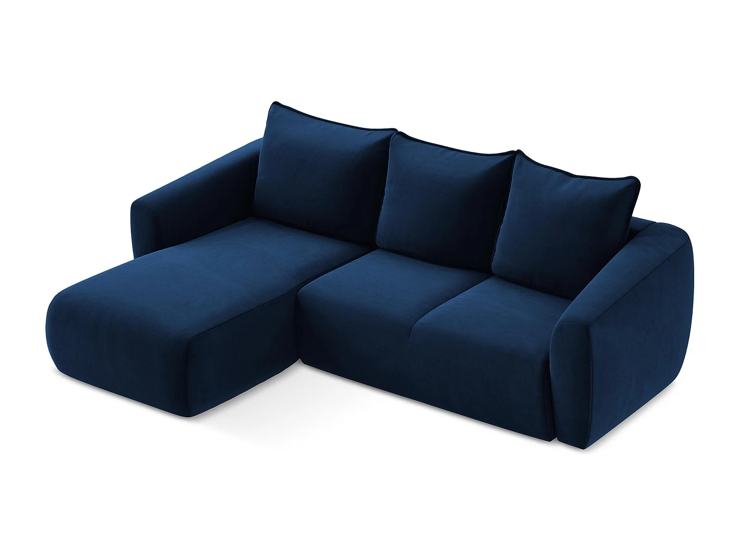 Canapé d’angle 3 places gauche convertible en velours - bleu royal - GUAVA