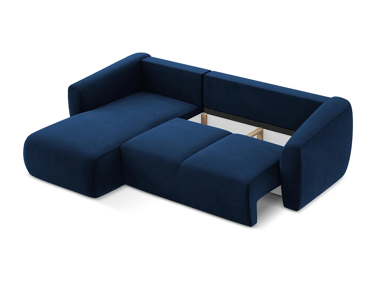 Canapé d’angle 3 places gauche convertible en velours - bleu royal - GUAVA