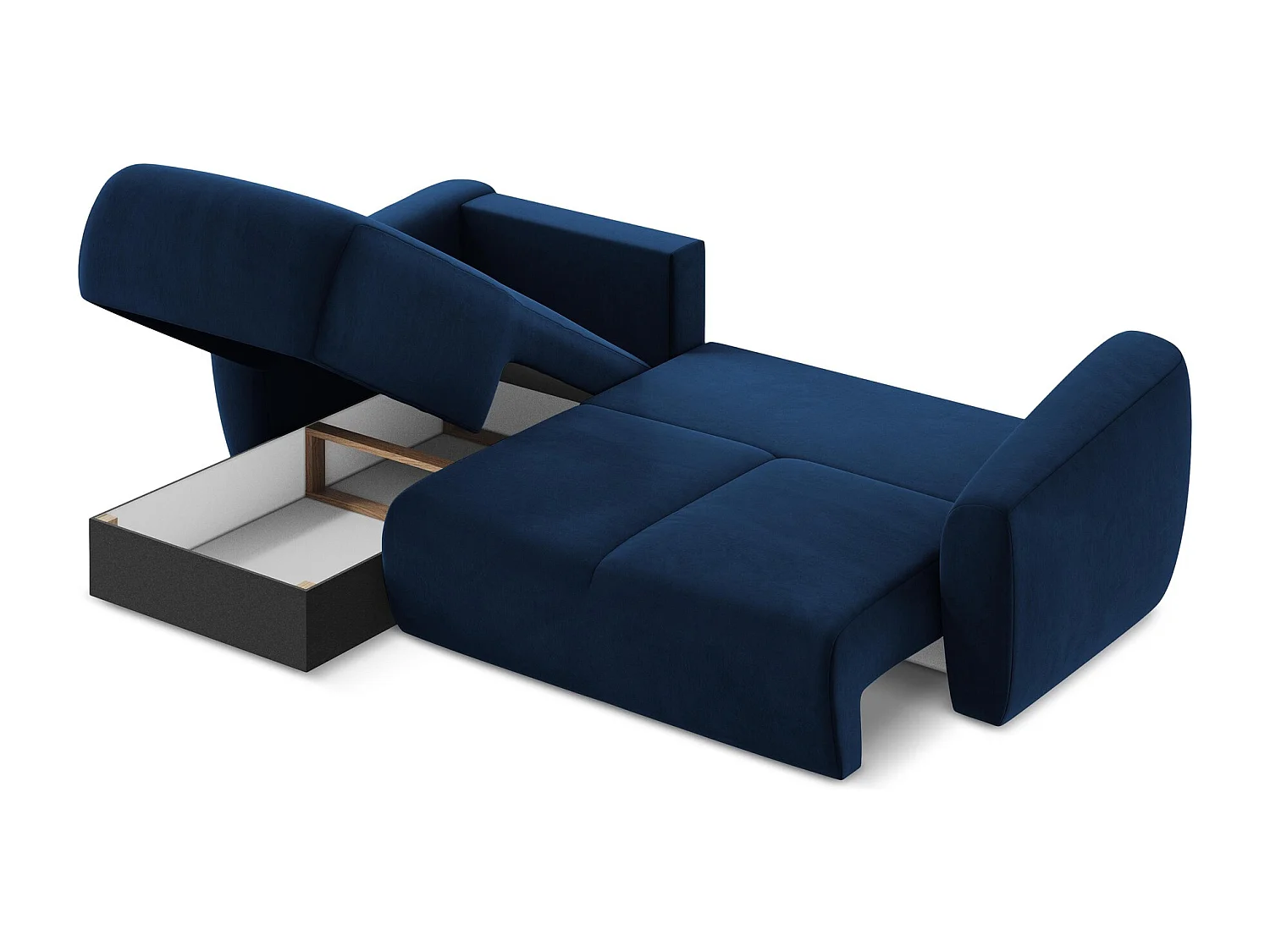 Canapé d’angle 3 places gauche convertible en velours - bleu royal - GUAVA