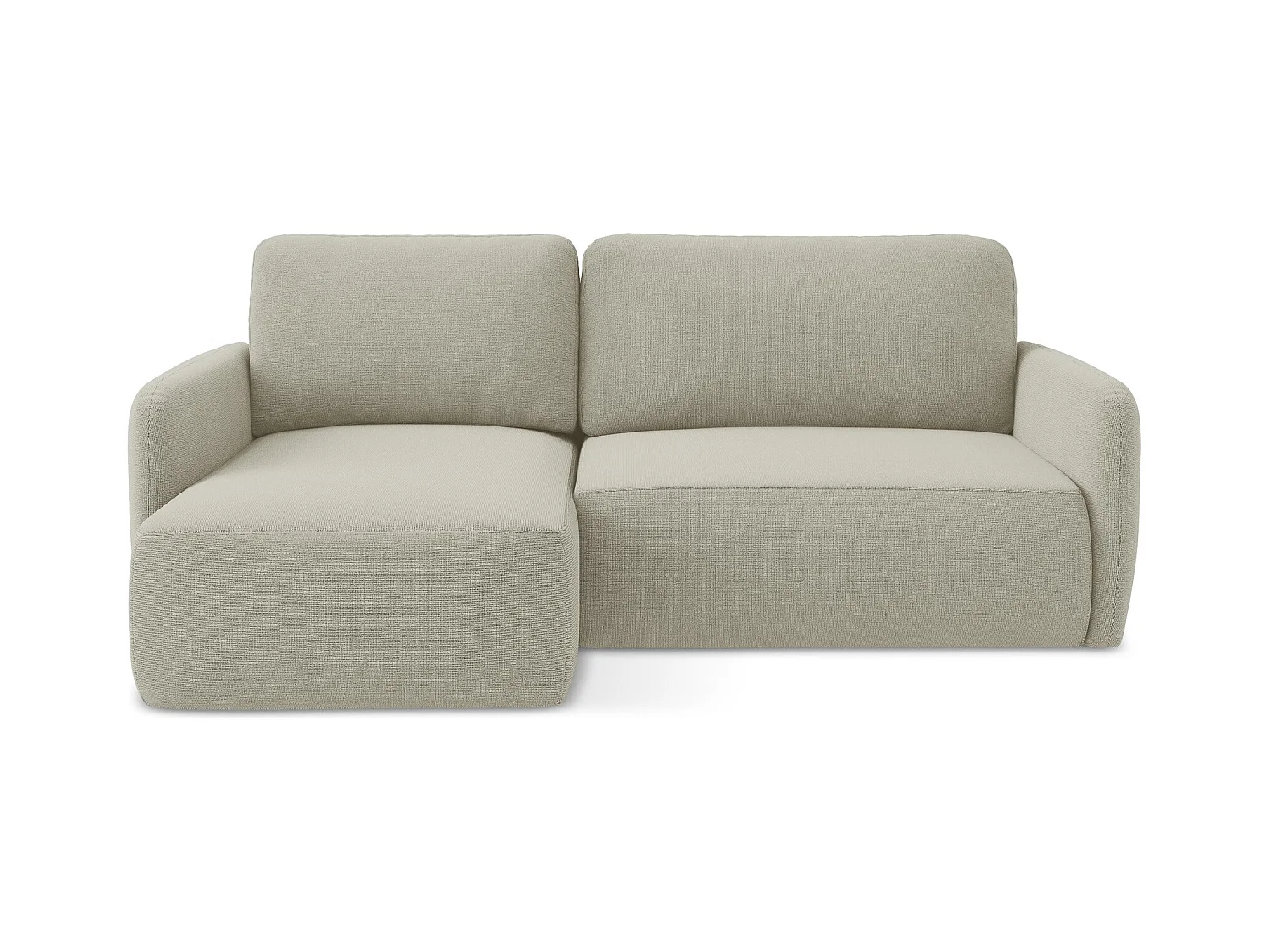 Canapé d’angle 2 places gauche convertible en tissu texturé - beige clair - LILO