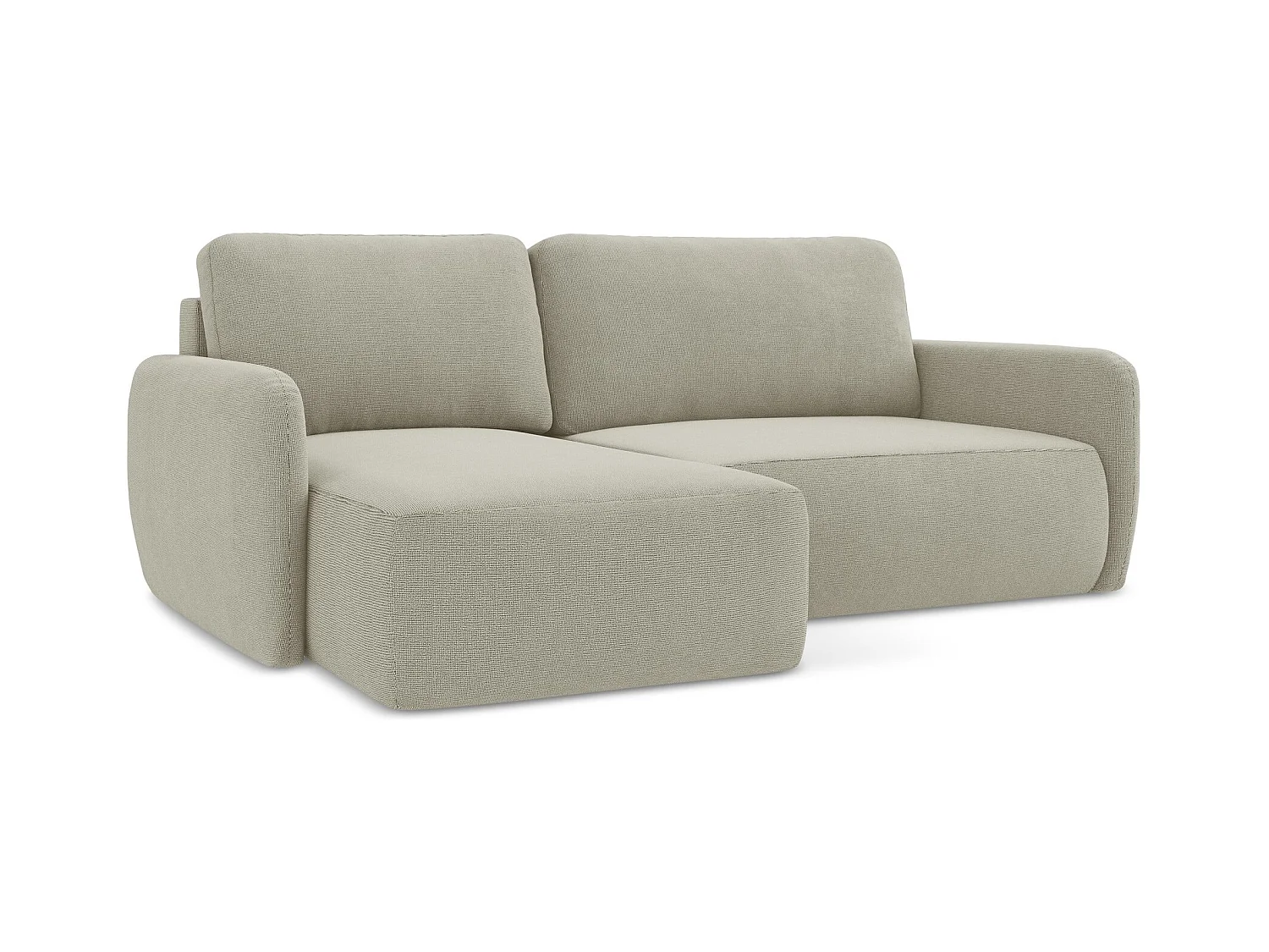 Canapé d’angle 2 places gauche convertible en tissu texturé - beige clair - LILO