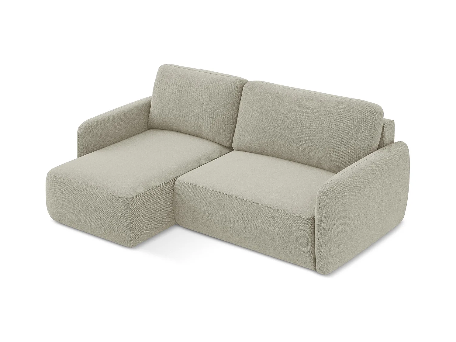 Canapé d’angle 2 places gauche convertible en tissu texturé - beige clair - LILO