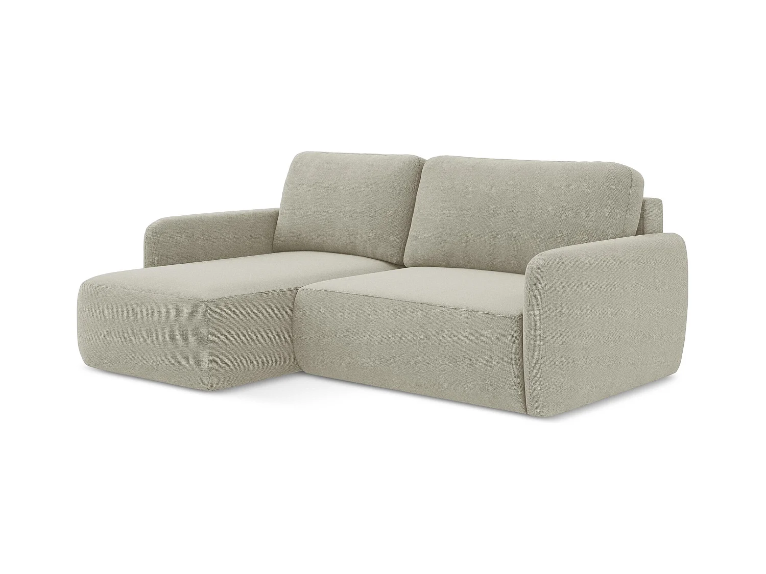 2-Sitzer Ecksofa mit Schlaffunktion - Ecke Links - Strukturstoff - Hell beige - LILO