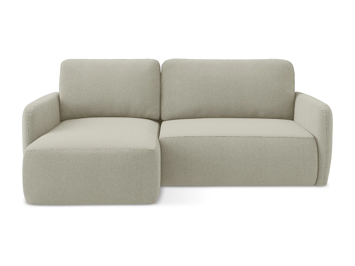 Canapé d’angle 2 places gauche convertible en tissu texturé - beige clair - LILO