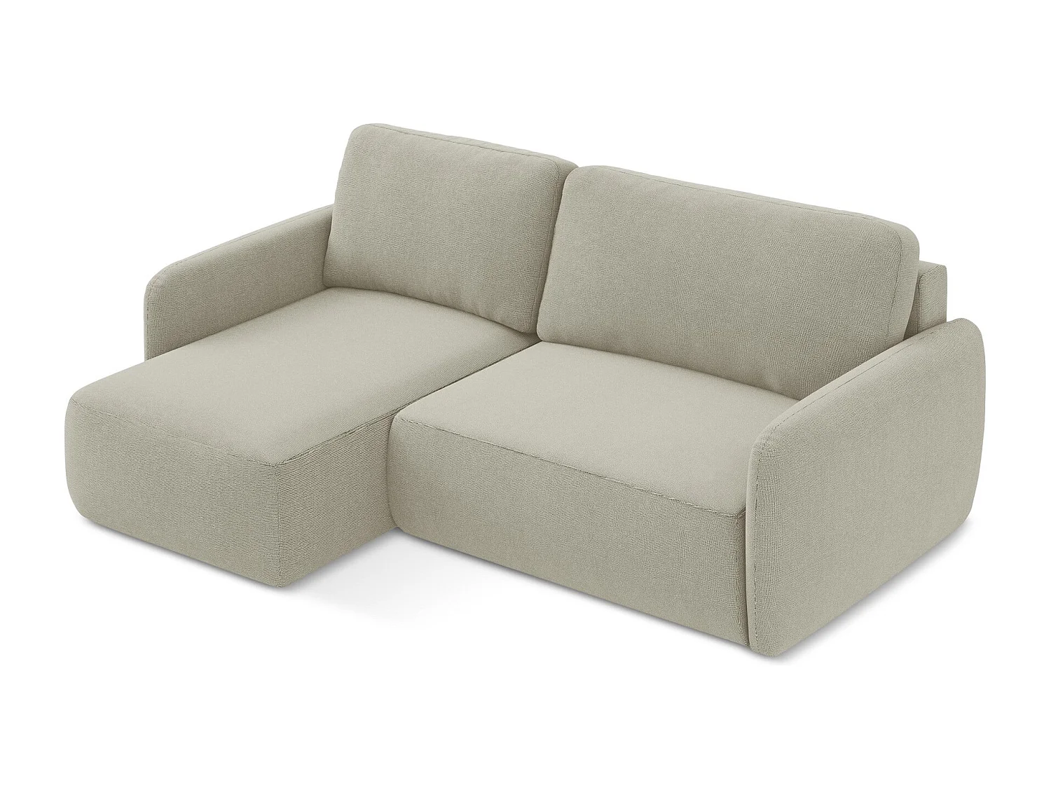 Canapé d’angle 2 places gauche convertible en tissu texturé - beige clair - LILO