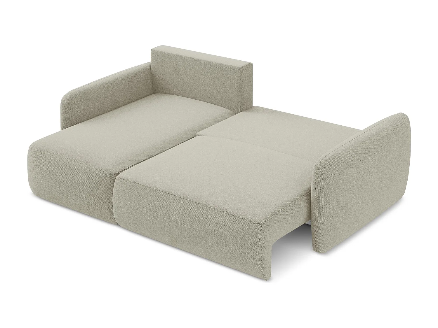 Canapé d’angle 2 places gauche convertible en tissu texturé - beige clair - LILO