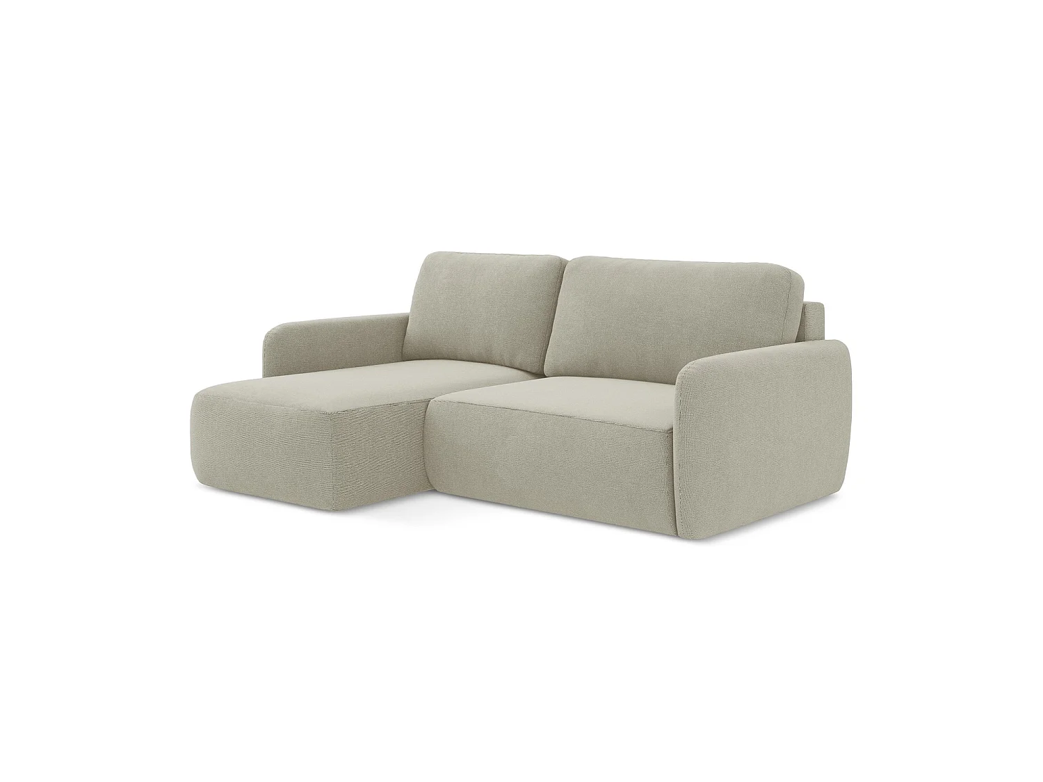 Canapé d’angle 2 places gauche convertible en tissu texturé - beige clair - CORLE
