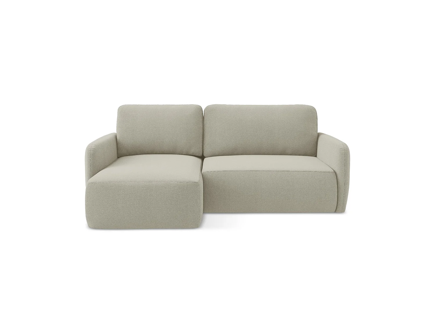 Canapé d’angle 2 places gauche convertible en tissu texturé - beige clair - CORLE
