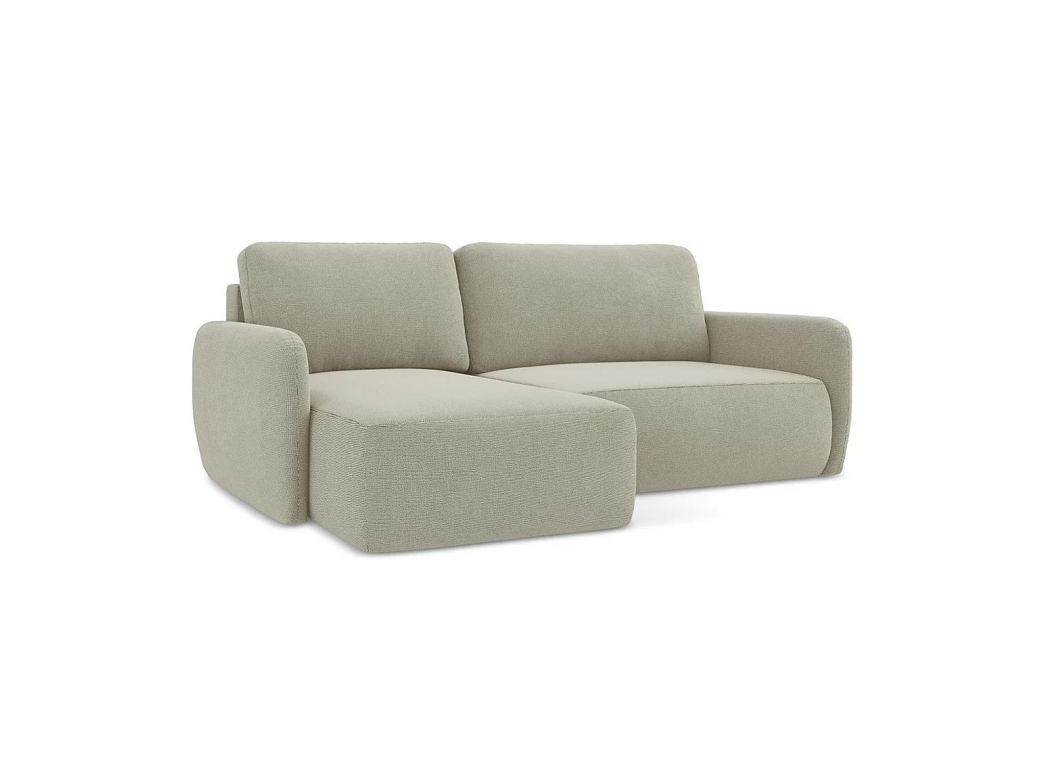 Canapé d’angle 2 places gauche convertible en tissu texturé - beige clair - CORLE