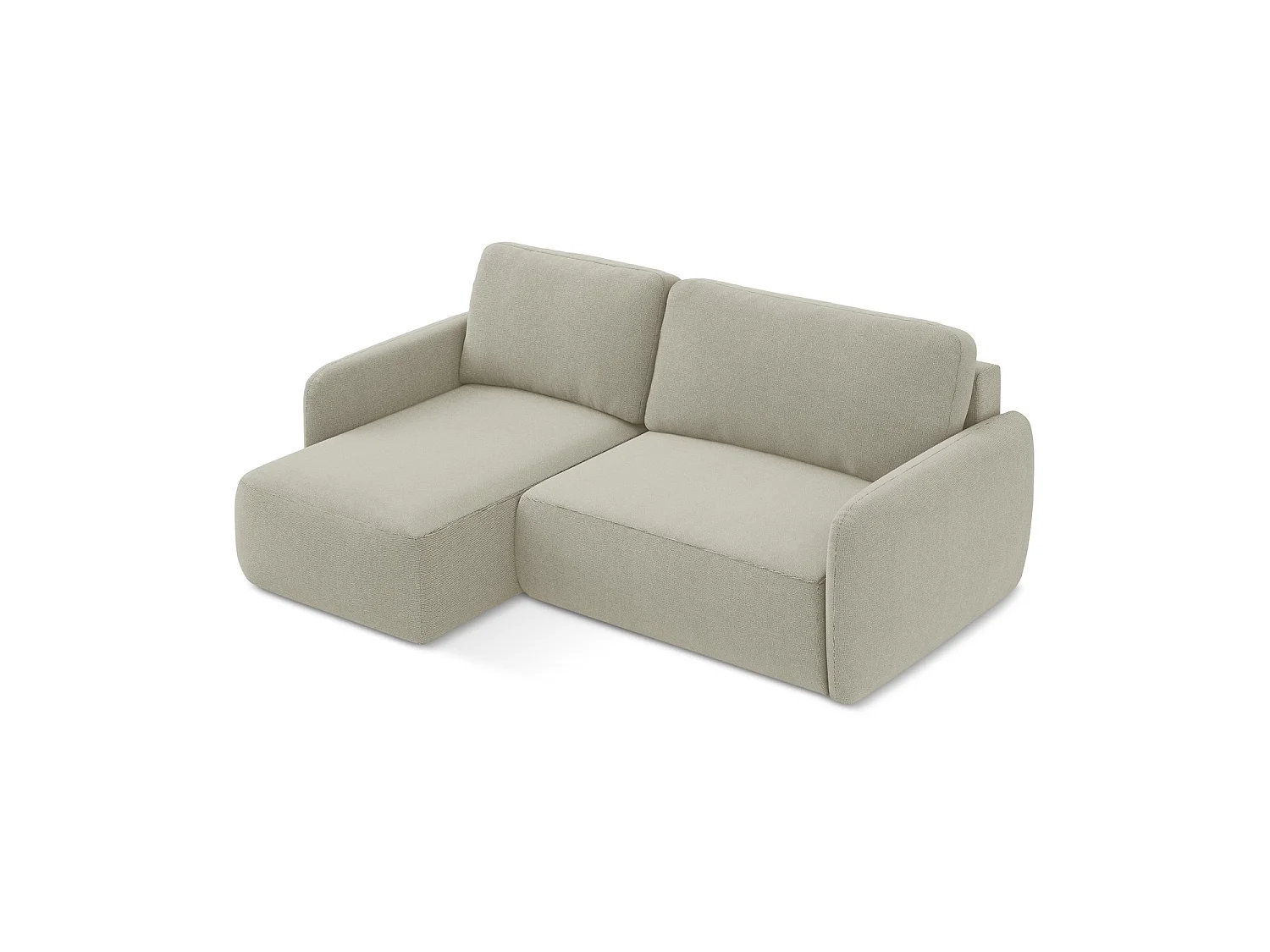 Canapé d’angle 2 places gauche convertible en tissu texturé - beige clair - CORLE