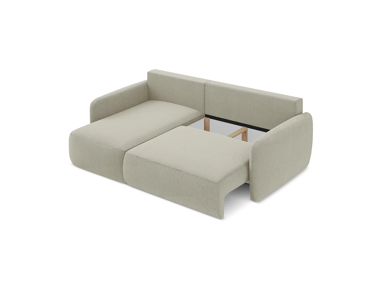 Canapé d’angle 2 places gauche convertible en tissu texturé - beige clair - CORLE