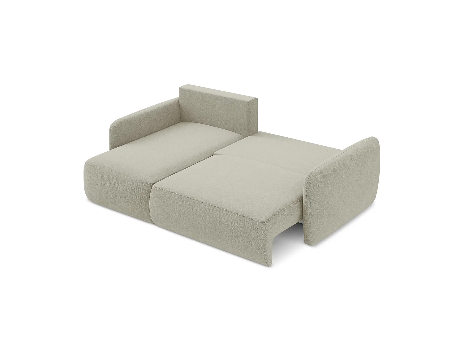 Canapé d’angle 2 places gauche convertible en tissu texturé - beige clair - CORLE