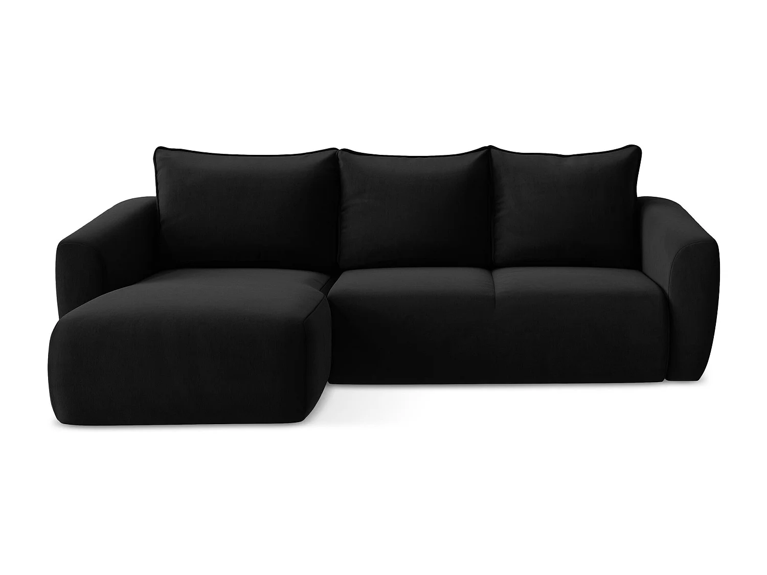 Canapé d’angle 3 places gauche convertible en velours - noir - GUAVA