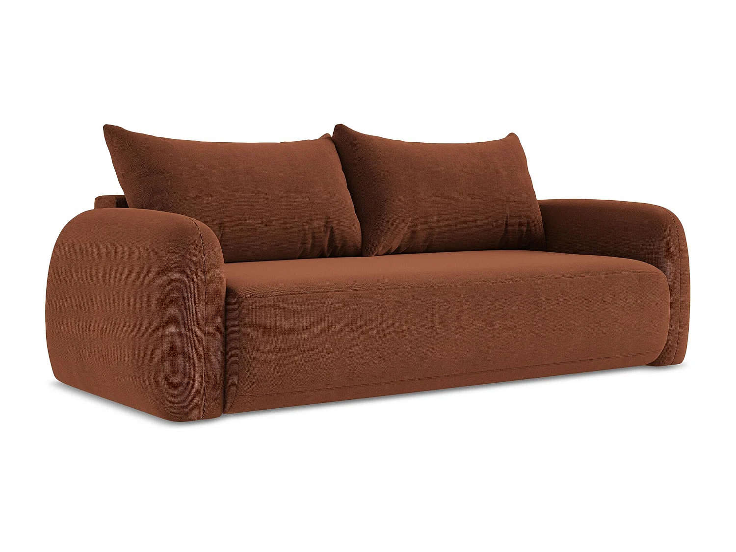 Canapé 3 places convertible en tissu texturé - terre cuite - HALE