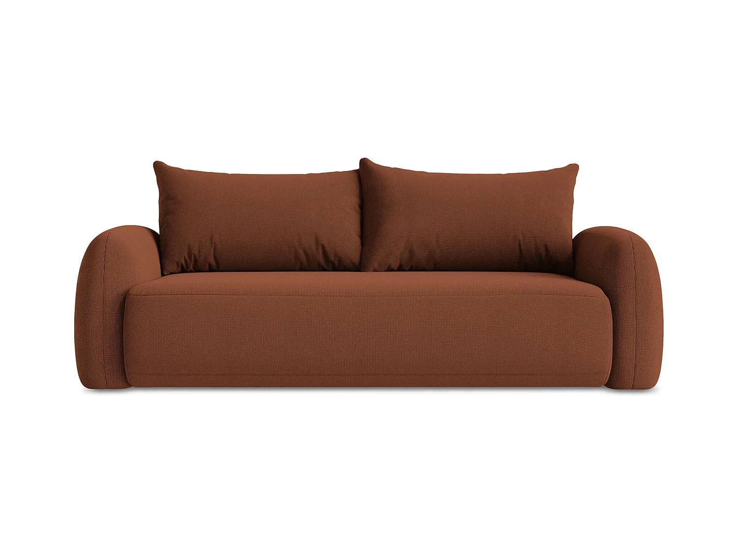 Canapé 3 places convertible en tissu texturé - terre cuite - HALE