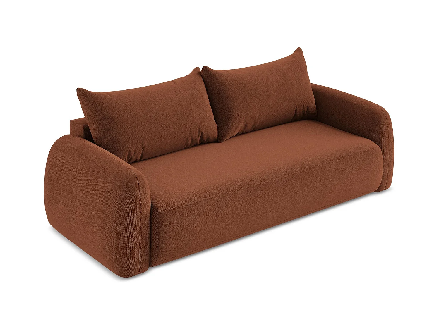 Canapé 3 places convertible en tissu texturé - terre cuite - HALE