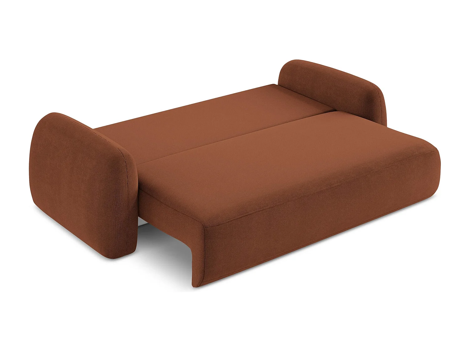 Canapé 3 places convertible en tissu texturé - terre cuite - HALE