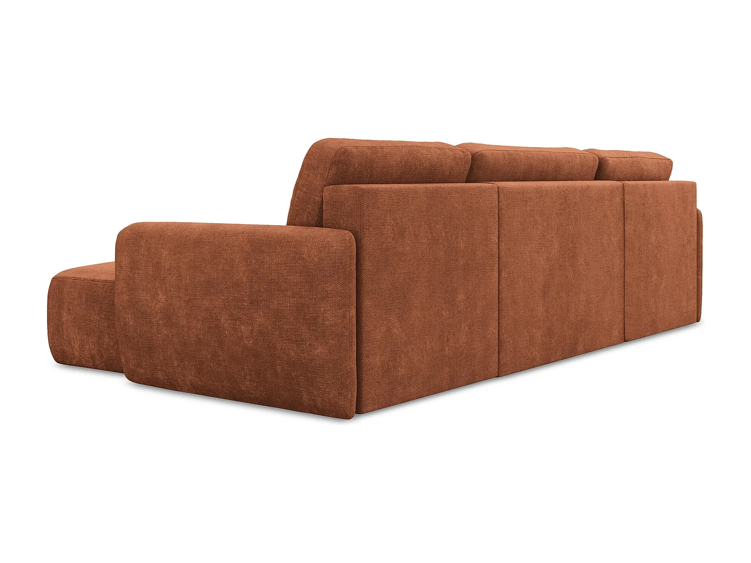 Canapé panoramique 4 places convertible en tissu chenille - terre cuite - LILO