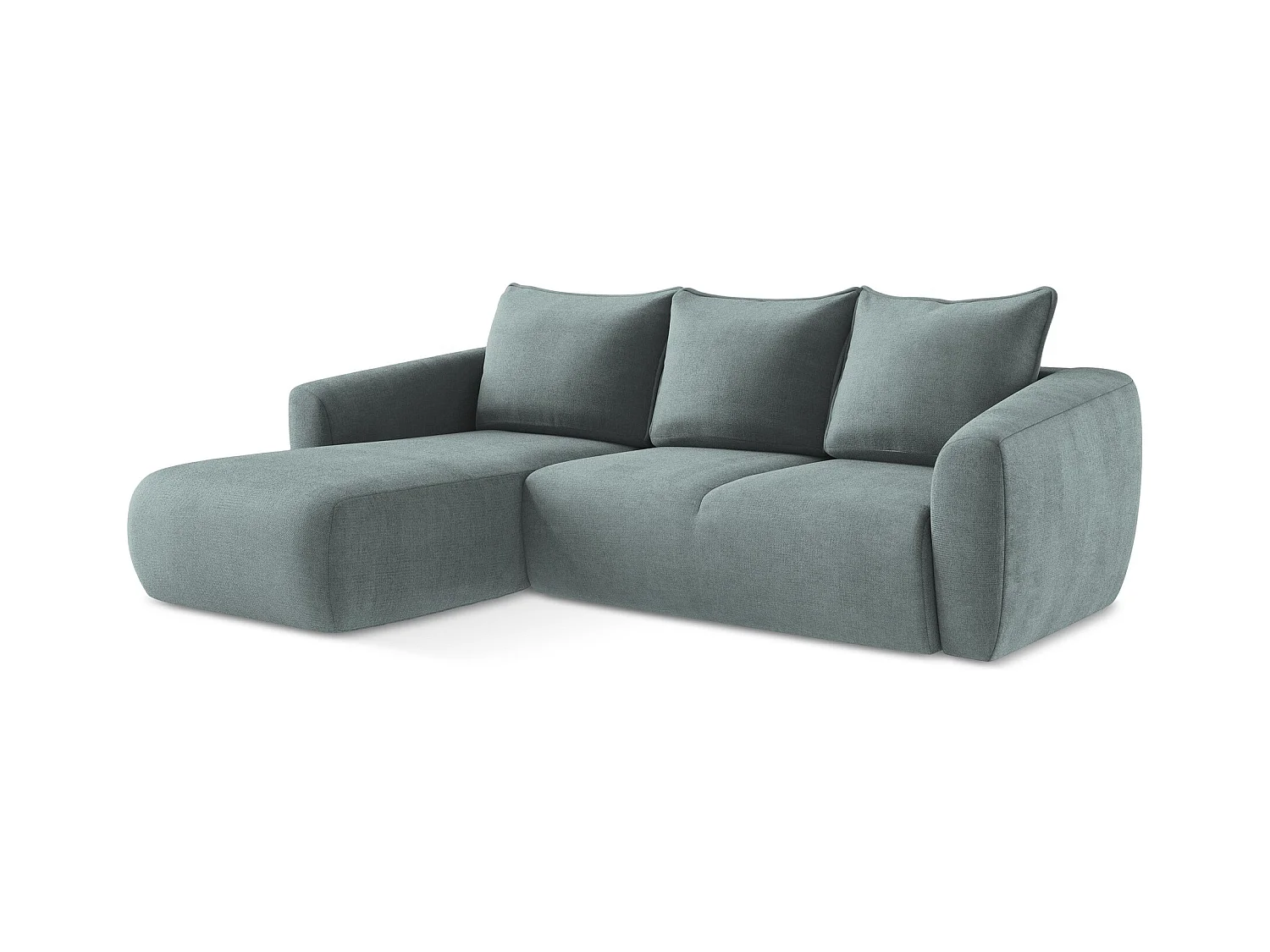 Canapé d’angle 3 places gauche convertible en tissu texturé - jeans - GUAVA