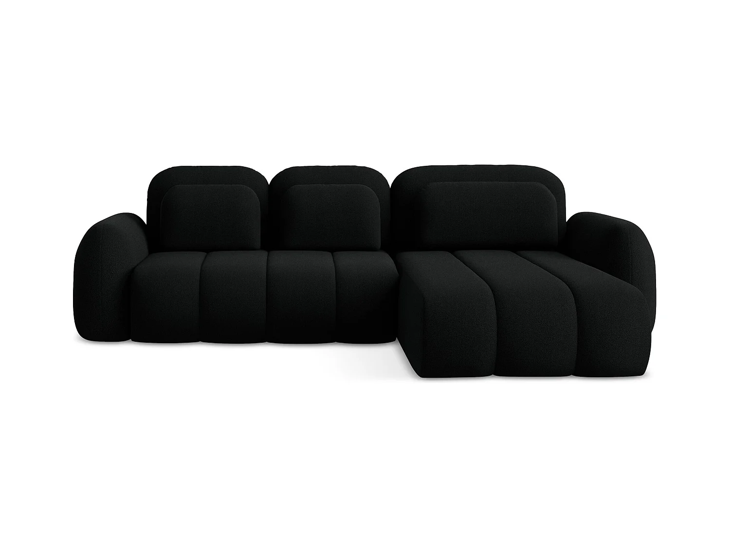 Canapé d'angle droit convertible en tissu bouclette - noir - PELE