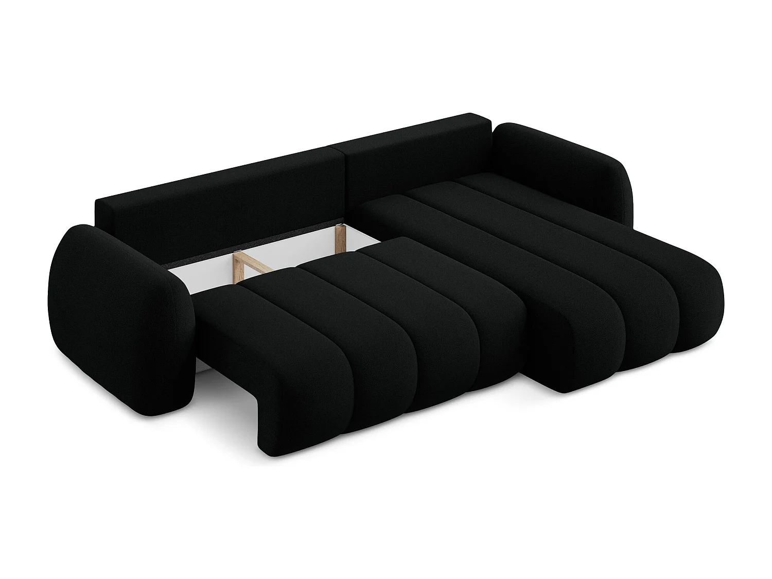 Canapé d'angle droit convertible en tissu bouclette - noir - PELE