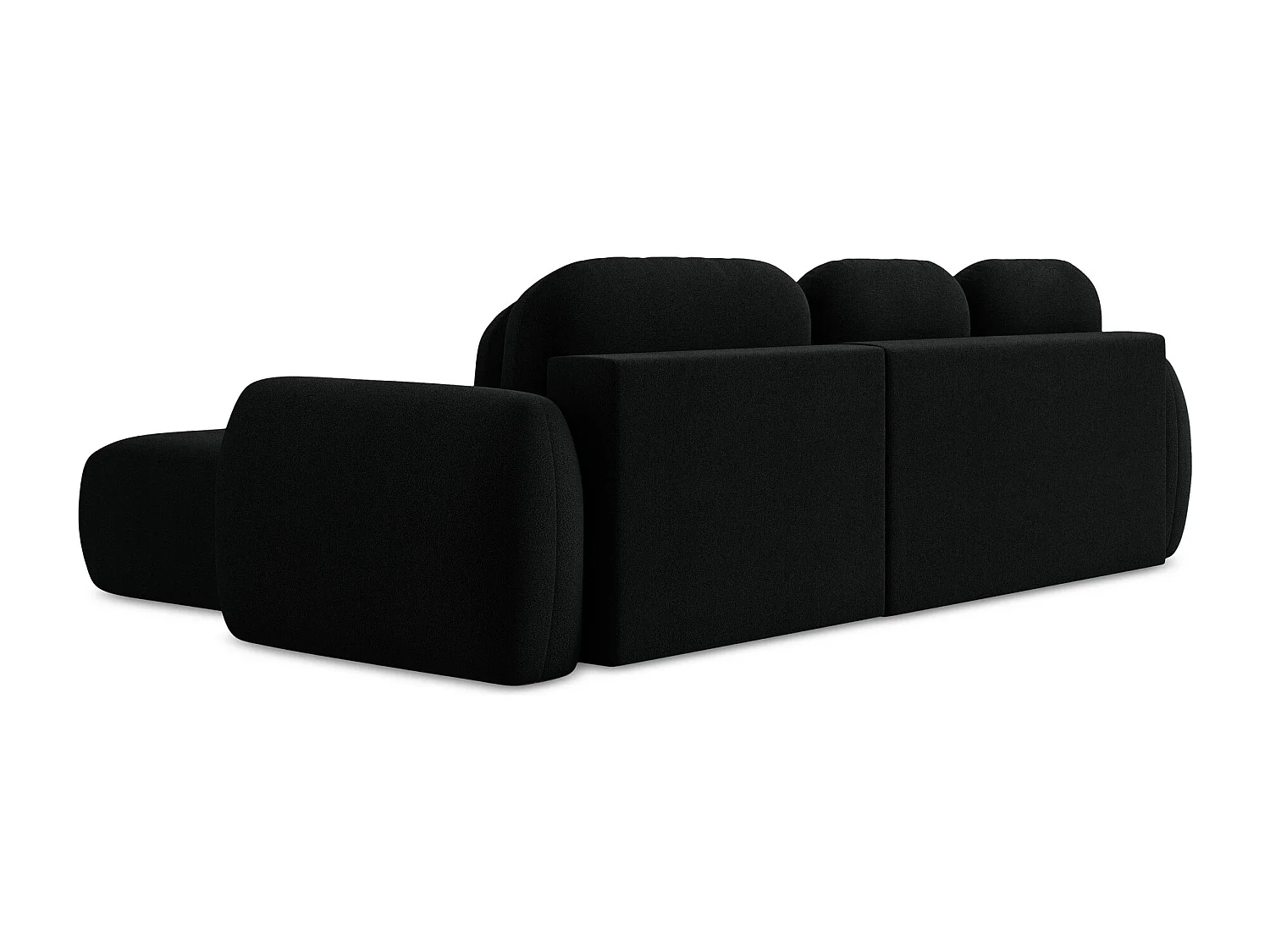 Canapé d'angle droit convertible en tissu bouclette - noir - PELE