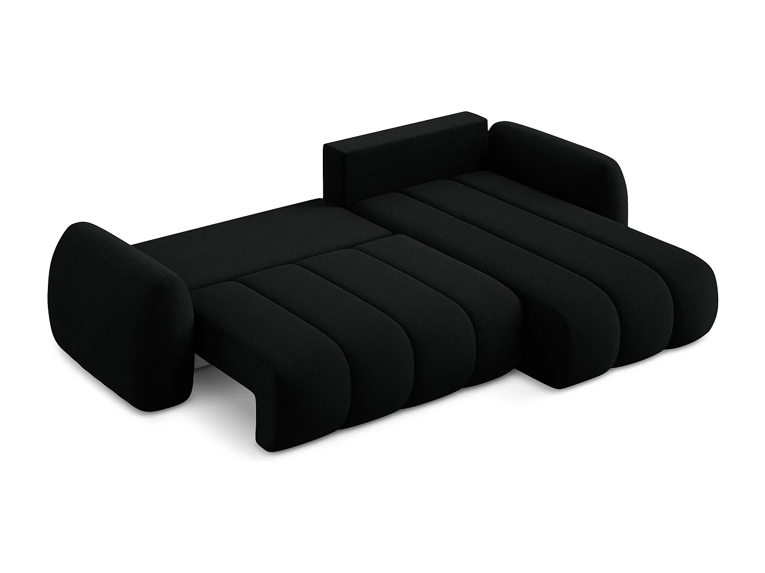 Canapé d'angle droit convertible en tissu bouclette - noir - PELE