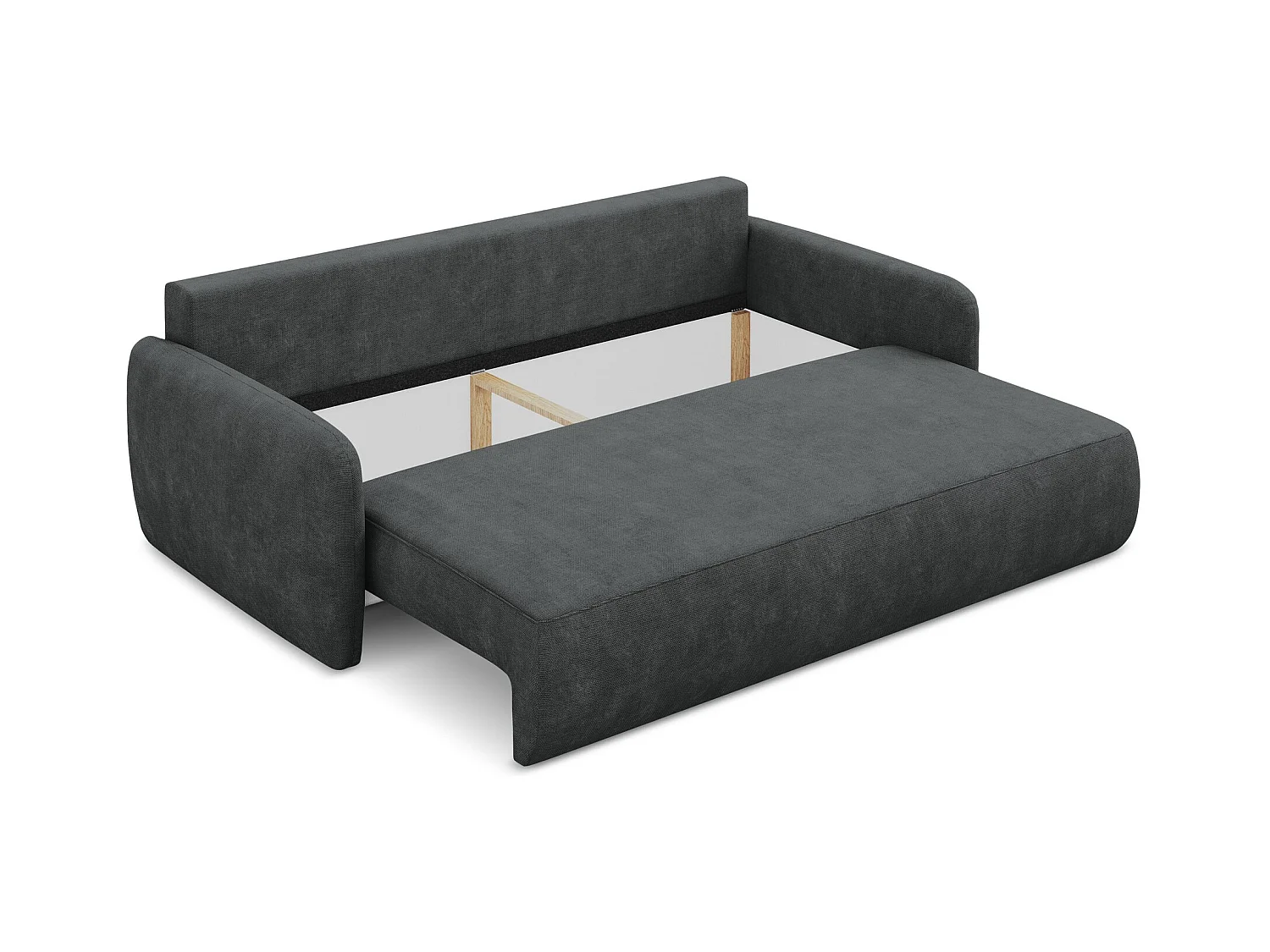 Canapé 3 places convertible en tissu chenille - gris foncé - LILO