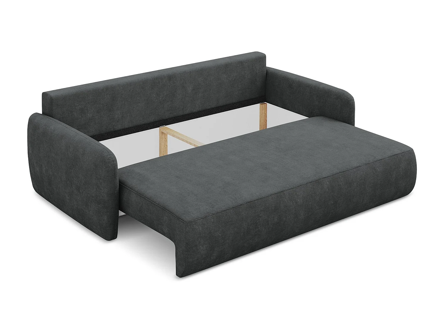 Canapé 3 places convertible en tissu chenille - gris foncé - LILO