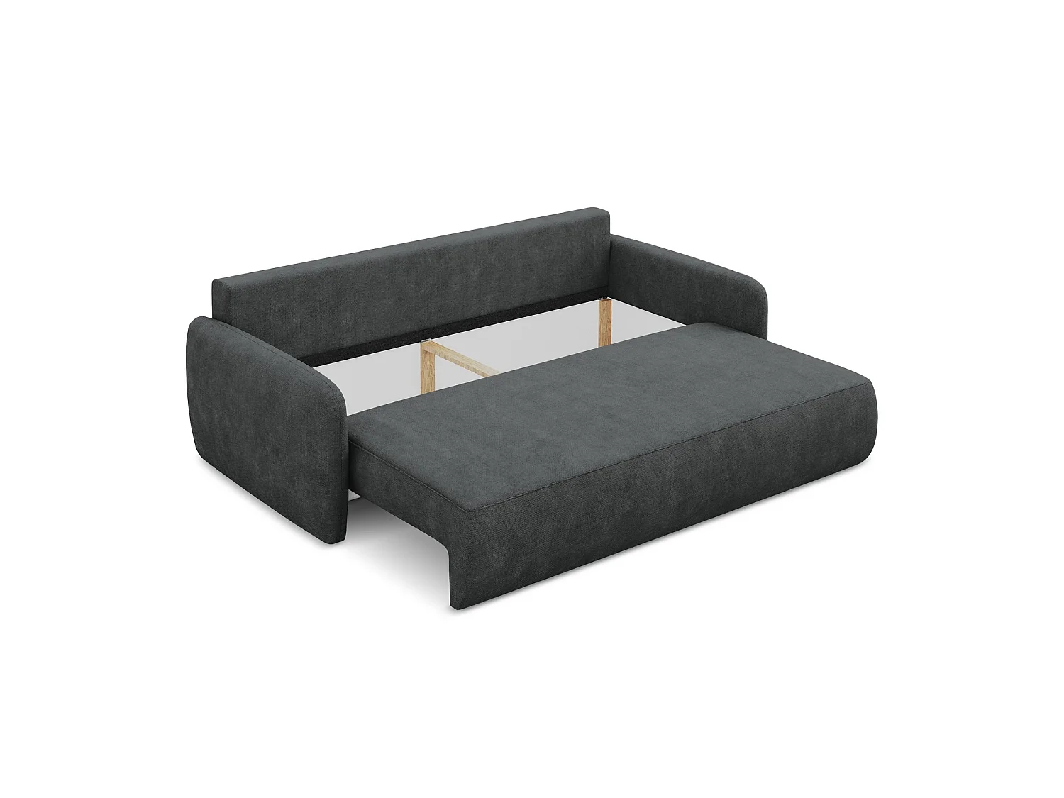 Canapé 3 places convertible en tissu chenille - gris foncé - CORLE
